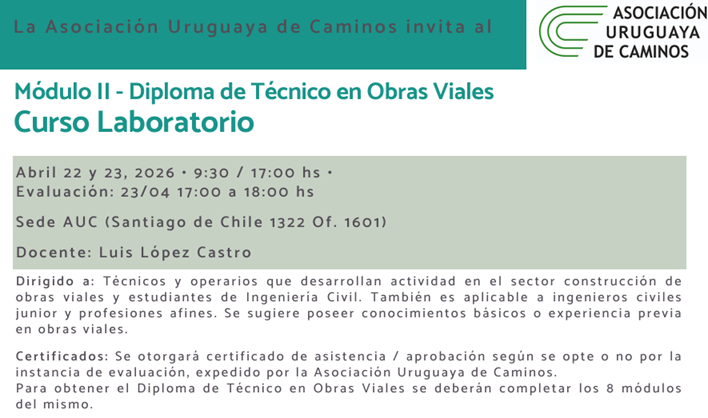 Curso Laboratorio (Módulo II - Diploma de Técnico en obras viales)